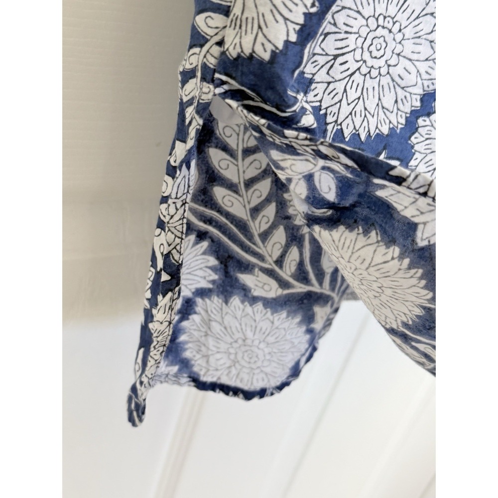 Beau & Ro The Every Day Dress Midi Floral Print Blue Size Small Pockets - Picture 12 of 13